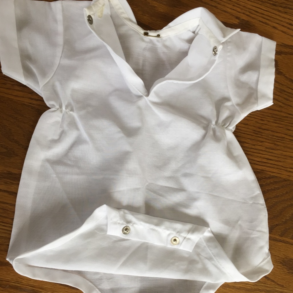 VINTAGE MADONNA ORIGINALS BOY BAPTISMAL HAT VEST SUIT 3 PC SET SZ 6/9 MOS. 1970S - Picture 6 of 7